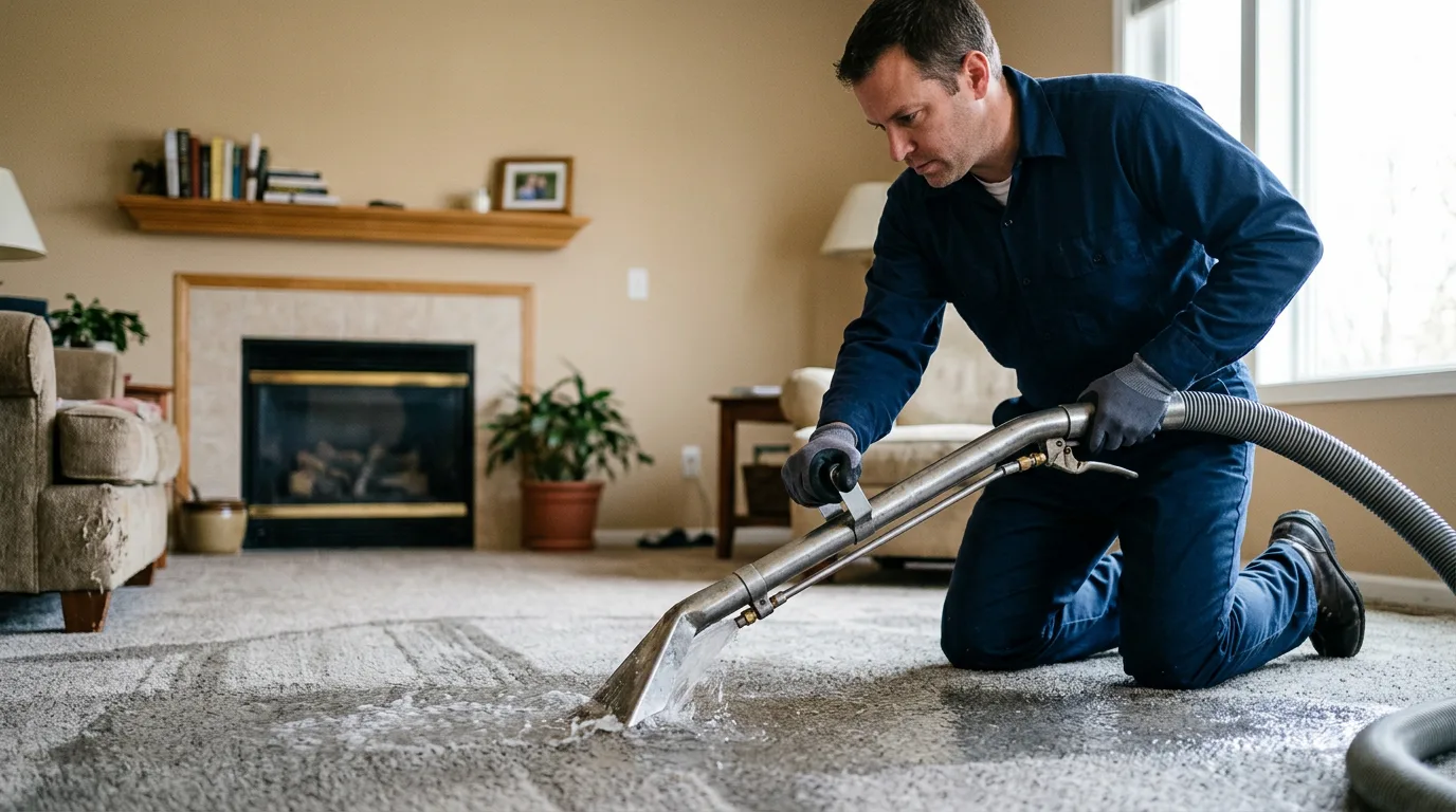 Water damage restoration technician working near Renville, MN